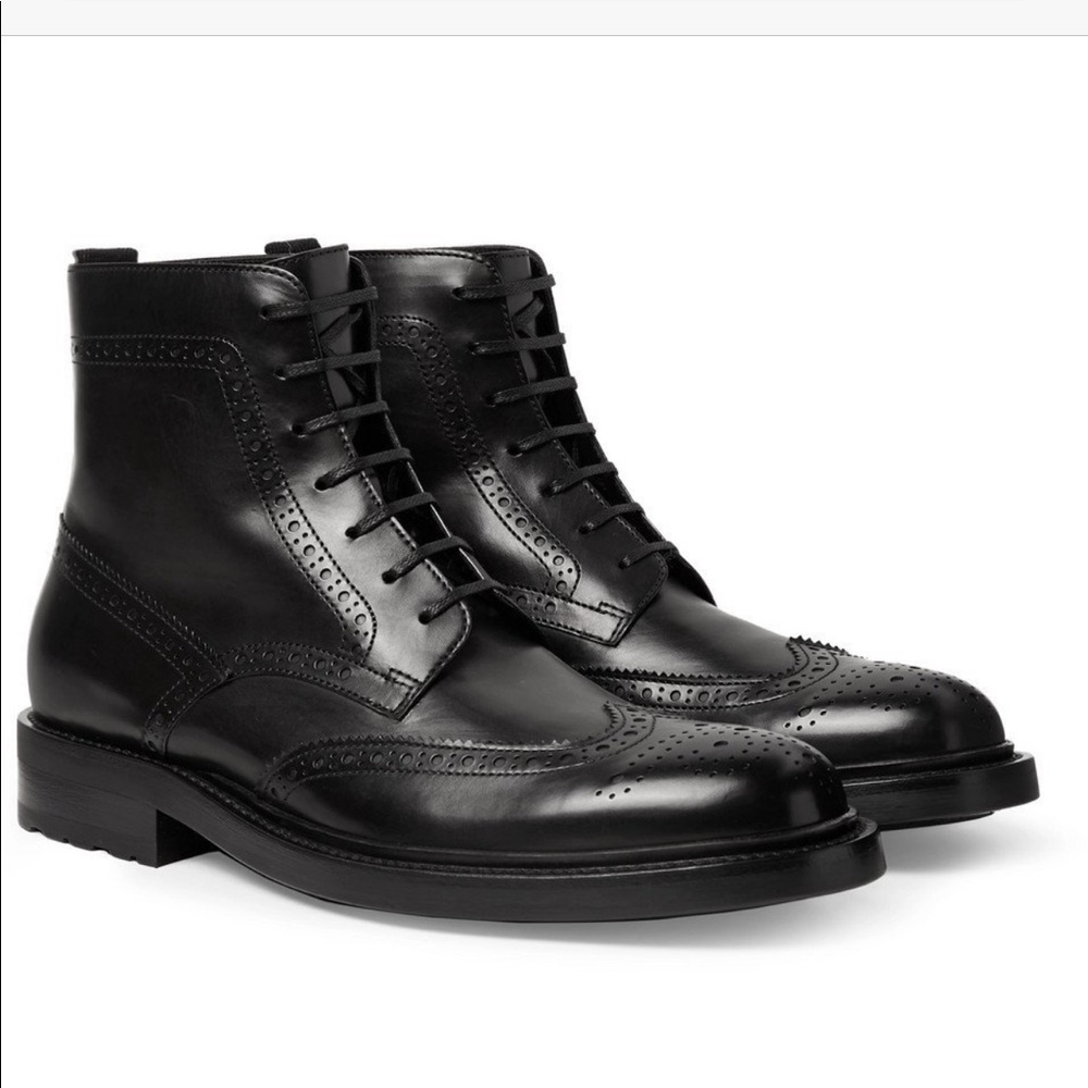 🎉HP🎉 NWT Saint Laurent Paris Black Leather Army/Combat Boots size 42